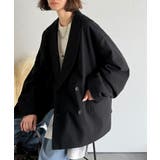 ブラック | きちんと見えるのに、かたくない。袖タックダブルボタンテーラードジャケット（長袖） | Classical Elf 