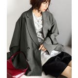 グレーストライプ | きちんと見えるのに、かたくない。袖タックダブルボタンテーラードジャケット（長袖） | Classical Elf 