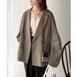 カーキブラウン | きちんと見えるのに、かたくない。袖タックダブルボタンテーラードジャケット（長袖） | Classical Elf 