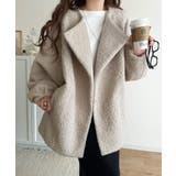 アイボリー | たっぽりコクーンシルエットでちょこっとガーリー見せ。ノーカラーコクーンボアコート… | Classical Elf 