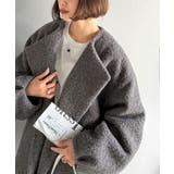 たっぽりコクーンシルエットでちょこっとガーリー見せ。ノーカラーコクーンボアコート… | Classical Elf  | 詳細画像14 