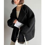 ブラック | たっぽりコクーンシルエットでちょこっとガーリー見せ。ノーカラーコクーンボアコート… | Classical Elf 