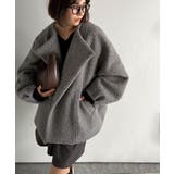 たっぽりコクーンシルエットでちょこっとガーリー見せ。ノーカラーコクーンボアコート… | Classical Elf  | 詳細画像20 