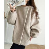 たっぽりコクーンシルエットでちょこっとガーリー見せ。ノーカラーコクーンボアコート… | Classical Elf  | 詳細画像4 