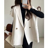 アイボリー | 秋コーデの入り口にぴったりの一品。テーラードダブルジレベスト(セットアップ可能) | Classical Elf 