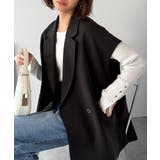 ブラック | 秋コーデの入り口にぴったりの一品。テーラードダブルジレベスト(セットアップ可能) | Classical Elf 