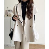 秋コーデの入り口にぴったりの一品。テーラードダブルジレベスト(セットアップ可能) | Classical Elf  | 詳細画像1 