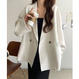 アイボリー | 【セットアップ可】自由自在に楽しめる。美シルエットテーラードダブルジャケット | Classical Elf 