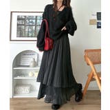 ブラック×チャコール | これでコーデ完成の優秀セット！カシュクールウール混ニット×キャミワンピース（セッ… | Classical Elf 