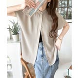 着まわし万能な大人トップス。比翼バンドカラーフレンチスリーブシャツ | Classical Elf  | 詳細画像9 