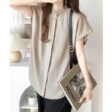 着まわし万能な大人トップス。比翼バンドカラーフレンチスリーブシャツ | Classical Elf  | 詳細画像10 