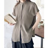 着まわし万能な大人トップス。比翼バンドカラーフレンチスリーブシャツ | Classical Elf  | 詳細画像13 