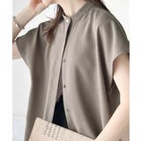 着まわし万能な大人トップス。比翼バンドカラーフレンチスリーブシャツ | Classical Elf  | 詳細画像14 