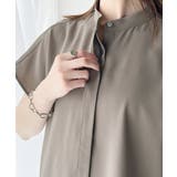 着まわし万能な大人トップス。比翼バンドカラーフレンチスリーブシャツ | Classical Elf  | 詳細画像18 