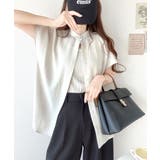 着まわし万能な大人トップス。比翼バンドカラーフレンチスリーブシャツ | Classical Elf  | 詳細画像5 