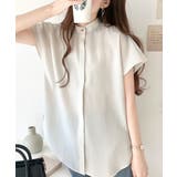 着まわし万能な大人トップス。比翼バンドカラーフレンチスリーブシャツ | Classical Elf  | 詳細画像6 