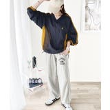 レトロ配色が今っぽ！胸刺繍配色シアー裾ドロストVネックプルオーバー | Classical Elf  | 詳細画像11 