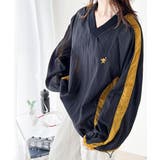 レトロ配色が今っぽ！胸刺繍配色シアー裾ドロストVネックプルオーバー | Classical Elf  | 詳細画像12 