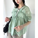 高級感漂う春夏の必需品!前後2WAYギャザーリボンシアーブラウス(半袖) | Classical Elf | 詳細画像26