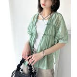 高級感漂う春夏の必需品!前後2WAYギャザーリボンシアーブラウス(半袖) | Classical Elf | 詳細画像28