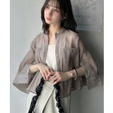 グレージュ | ゆるっと大人の余裕。ワイドハーフスリーブシアーバンドカラーショートシャツ | Classical Elf