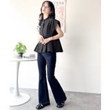 上品さとカジュアルのミックス。サッカー素材前後2wayバンドカラーウエストタック… | Classical Elf  | 詳細画像14 