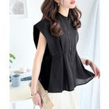 ブラック | 上品さとカジュアルのミックス。サッカー素材前後2wayバンドカラーウエストタック… | Classical Elf 