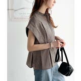 上品さとカジュアルのミックス。サッカー素材前後2wayバンドカラーウエストタック… | Classical Elf  | 詳細画像16 