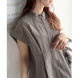 上品さとカジュアルのミックス。サッカー素材前後2wayバンドカラーウエストタック… | Classical Elf  | 詳細画像17 