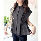 ブラック×チャコール | 上品さとカジュアルのミックス。サッカー素材前後2wayバンドカラーウエストタック… | Classical Elf 