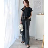 楽ちんなのに上品見え！裾フレア異素材切替フレンチスリーブブラウス | Classical Elf  | 詳細画像17 