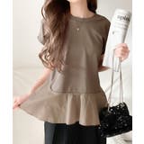 楽ちんなのに上品見え！裾フレア異素材切替フレンチスリーブブラウス | Classical Elf  | 詳細画像18 