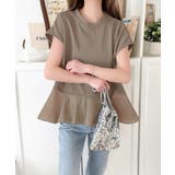 楽ちんなのに上品見え！裾フレア異素材切替フレンチスリーブブラウス | Classical Elf  | 詳細画像22 