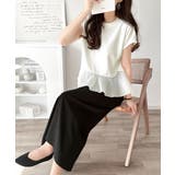 楽ちんなのに上品見え！裾フレア異素材切替フレンチスリーブブラウス | Classical Elf  | 詳細画像4 