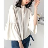 アイボリー | 360度可愛い♪フレアスリーブバンドカラーブラウス（長袖） | Classical Elf 