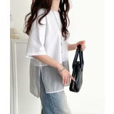 春夏に涼しさ引き立てる透け感が◎裾シアー切り替えライトダンボール半袖Tシャツ | Classical Elf | 詳細画像8