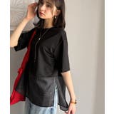 春夏に涼しさ引き立てる透け感が◎裾シアー切り替えライトダンボール半袖Tシャツ | Classical Elf | 詳細画像20