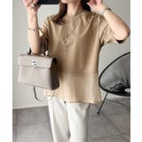 春夏に涼しさ引き立てる透け感が◎裾シアー切り替えライトダンボール半袖Tシャツ | Classical Elf | 詳細画像24