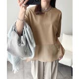 春夏に涼しさ引き立てる透け感が◎裾シアー切り替えライトダンボール半袖Tシャツ | Classical Elf | 詳細画像28
