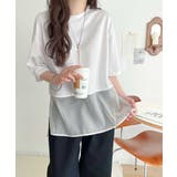 春夏に涼しさ引き立てる透け感が◎裾シアー切り替えライトダンボール半袖Tシャツ | Classical Elf | 詳細画像3