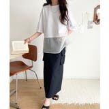 春夏に涼しさ引き立てる透け感が◎裾シアー切り替えライトダンボール半袖Tシャツ | Classical Elf | 詳細画像6