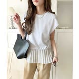 上品フェミニンに決まる。裾シアープリーツライトダンボールフレンチスリーブ風Tシャ… | Classical Elf  | 詳細画像3 