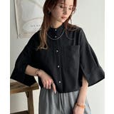 Classical Elf （クラシカルエルフ） | 大人の上品トップス。バンドカラーワイドスリーブショート丈ストライプシャツ（半袖）