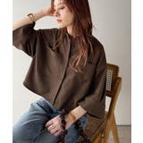 大人の上品トップス。バンドカラーワイドスリーブショート丈ストライプシャツ(半袖) | Classical Elf | 詳細画像13