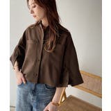 大人の上品トップス。バンドカラーワイドスリーブショート丈ストライプシャツ(半袖) | Classical Elf | 詳細画像15