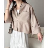 大人の上品トップス。バンドカラーワイドスリーブショート丈ストライプシャツ(半袖) | Classical Elf | 詳細画像28