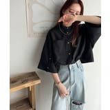 大人の上品トップス。バンドカラーワイドスリーブショート丈ストライプシャツ(半袖) | Classical Elf | 詳細画像2