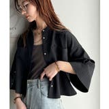 大人の上品トップス。バンドカラーワイドスリーブショート丈ストライプシャツ(半袖) | Classical Elf | 詳細画像6