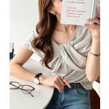 オートミール | ”きれいめラフ”にこれ一択♪胸元ツイストリボンデザインTシャツ(半袖) | Classical Elf