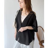 透ける、揺れる、魅せる。ヴィンテージライクシアー素材開襟シャツブラウス（半袖） | Classical Elf  | 詳細画像17 